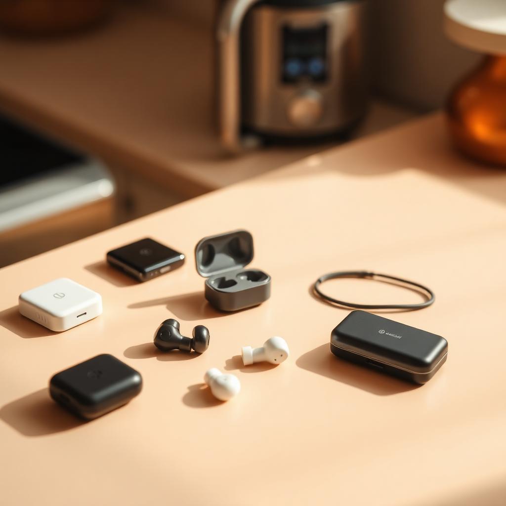 Curated selection of premium tech and kitchen products on a warm surface